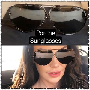 - Porsche Design Titanium Silver Grey Gradient Sunglasses Unisex p8478b